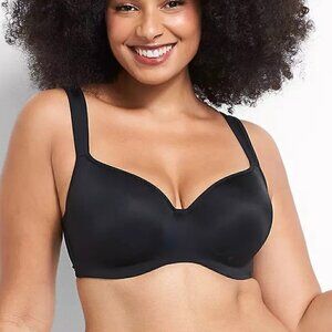 Cacique Black Bra Smooth Lightly Lined Balconette 44G Plus Size Bra